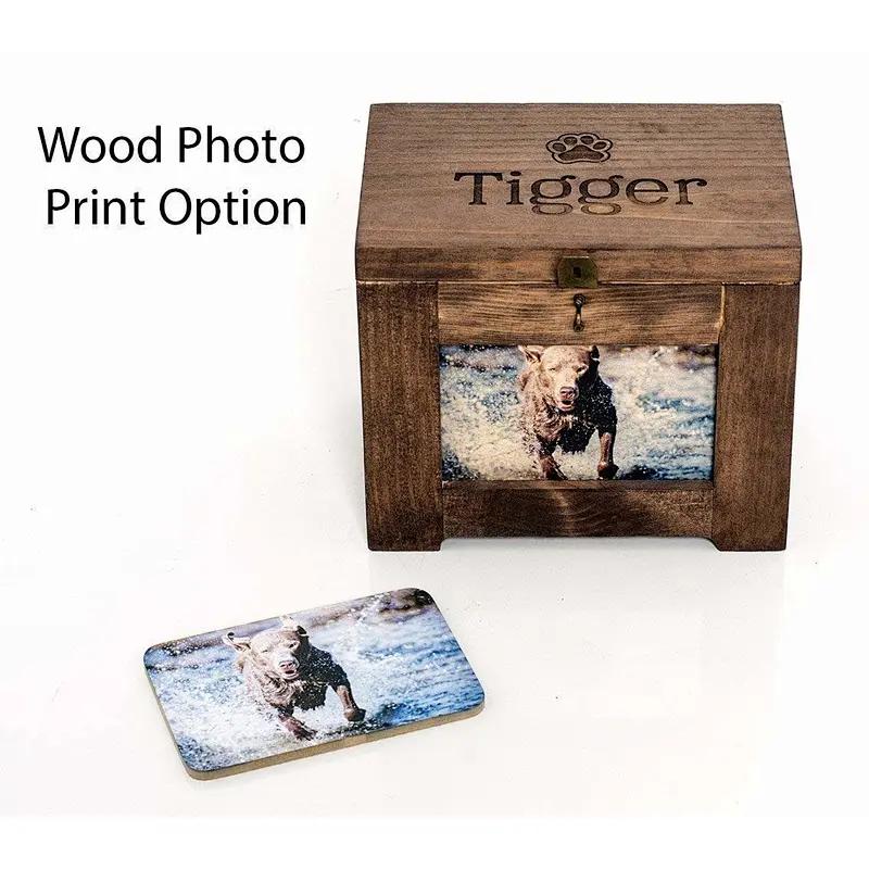 Personalized Pet Memory Box Dog/Urn Memorial Photo Frame Chest Picture Keepsake