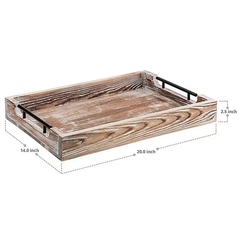 Wooden Ottoman Tray for Living Room and KitchenUnfinished Wood TraysWoodServing TrayWoodenTray With Metal HandlelWood Tray Stand