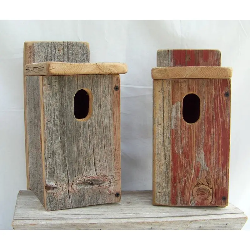 Outdoor Wooden Nest Boxes,Bluebird Barn wood Birdhouse, Rustic Outdoor Hand Made Wooden House