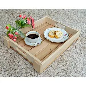 Antique Style Wooden Serving Tray-lock n flat crate-Country Rustic Wood Coffee Tray