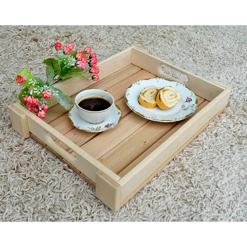 Antique Style Wooden Serving Tray-lock n flat crate-Country Rustic Wood Coffee Tray
