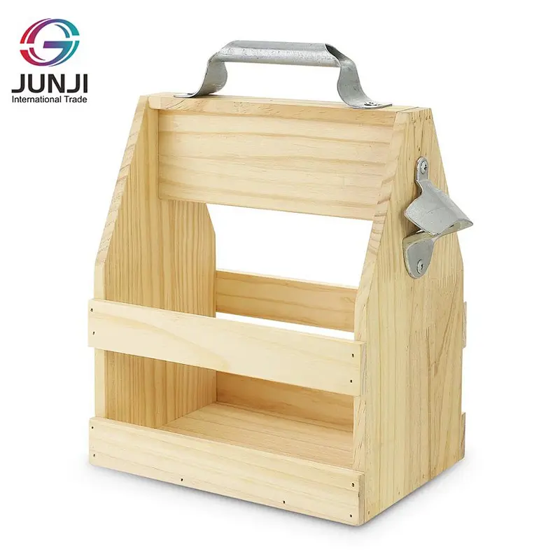 Wood Beer Bottle Caddy And Bottle Opener
