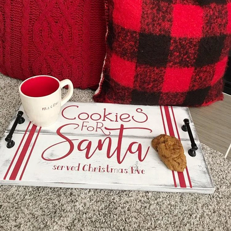 Christmas Wood Tray. Christmas. Santa's cookies. Santa tray.Rustic wooden serving tray.