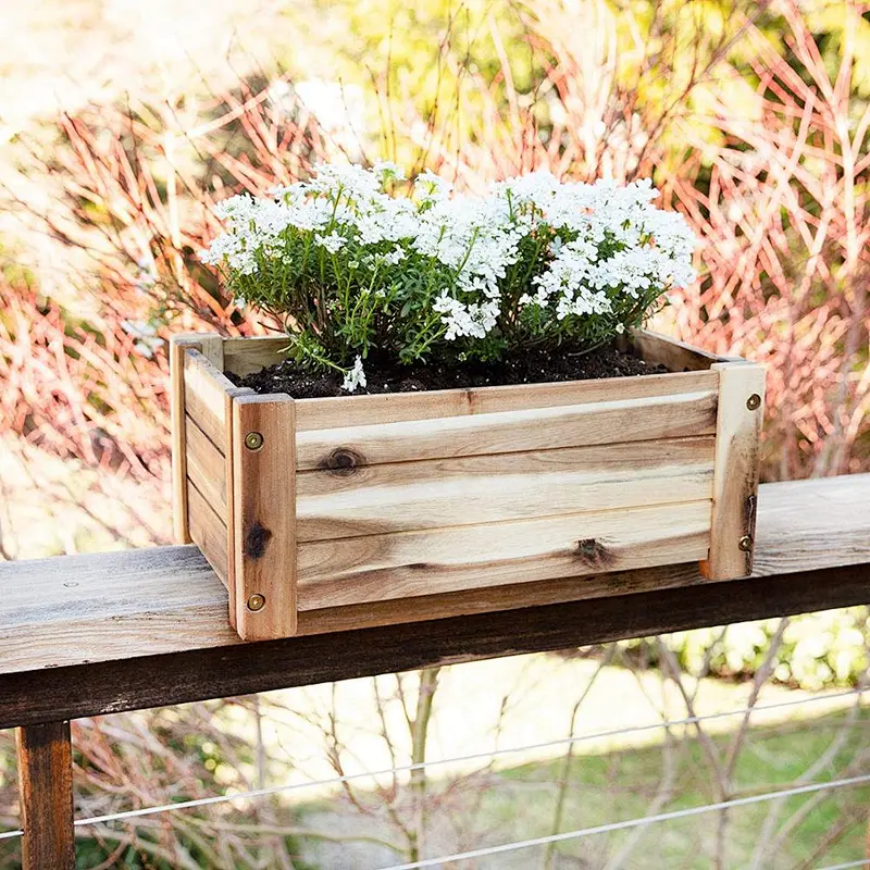 Wooden Planter Box Rectangle Shape for Garden Patio or Window