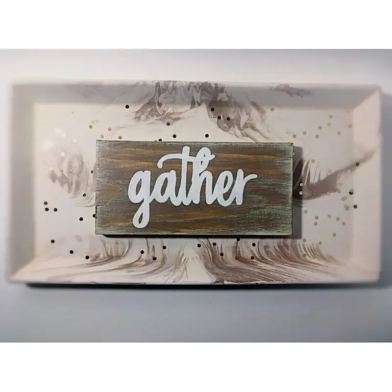 Home decoration walls, billboards,Wooden sign/Gather handmade wood mini sign, rustic desk accessory