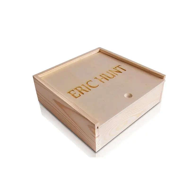 Rustic classic wooden gift box small Private custom delicate with sliding lid box big wood crate box