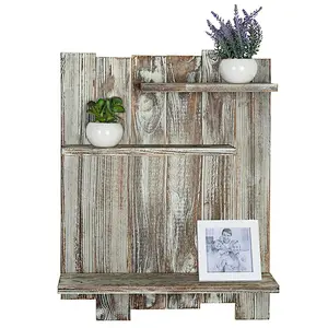 Feeling of restoring ancient ways e Wall Mounted 3-Tier Decorative Display Shelfrustic wall mounted wood floating wall shelves