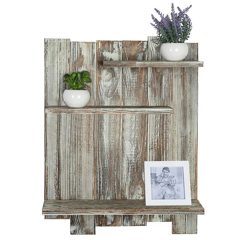 Feeling of restoring ancient ways e Wall Mounted 3-Tier Decorative Display Shelfrustic wall mounted wood floating wall shelves