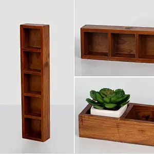 Wooden Flowerpot Succulents 5 Grids Storage Box Balcony Desktop Vintage Holder
