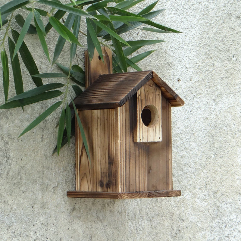 JUNJI Best Bird House Wood New Cedar Wooden Decorative Birdhouse Hanging Nest Rustic