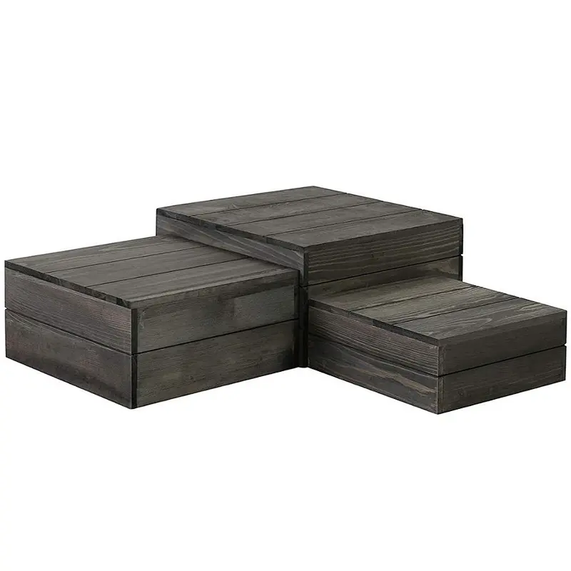 Rustic Gray Wood Crate Display Risers, Set of 3