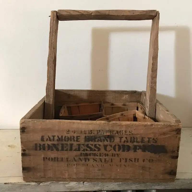Vintage Portland Fish Basket wooden crate