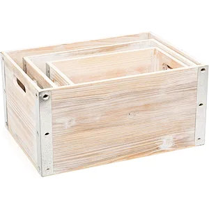 Wood Box-Wooden Industrial Style Made of Wood  Boxes  Set of 3 Decoration  Normal  Multi  wooden box