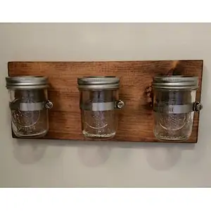 Wooden wall hanger with mason jars-Wall Home Decor Wood Furniture