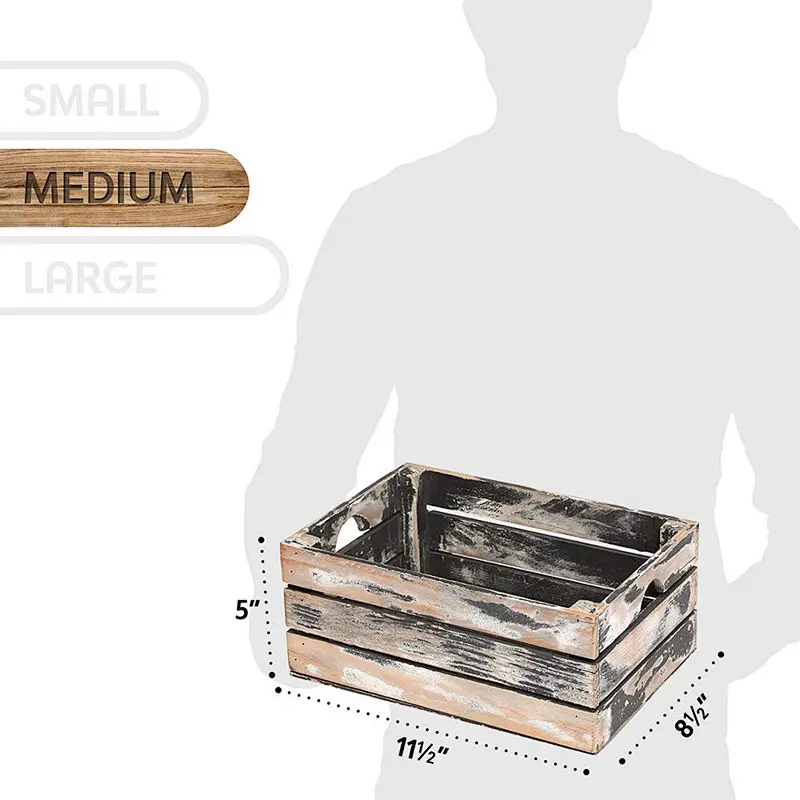 Rustic Decorative Wood Crates (Set of 3) - Cottage Grey Distressed