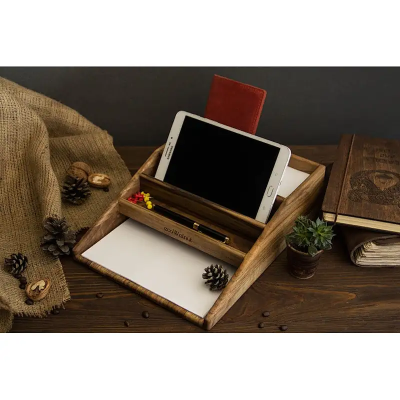 Wood Stationery Set Holder For Paper Pencil Glasses Pen Office Decor Desk Accessories Document Holder