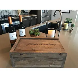 Personalized wine box 3 bottle whiskey wooden box wedding gift box