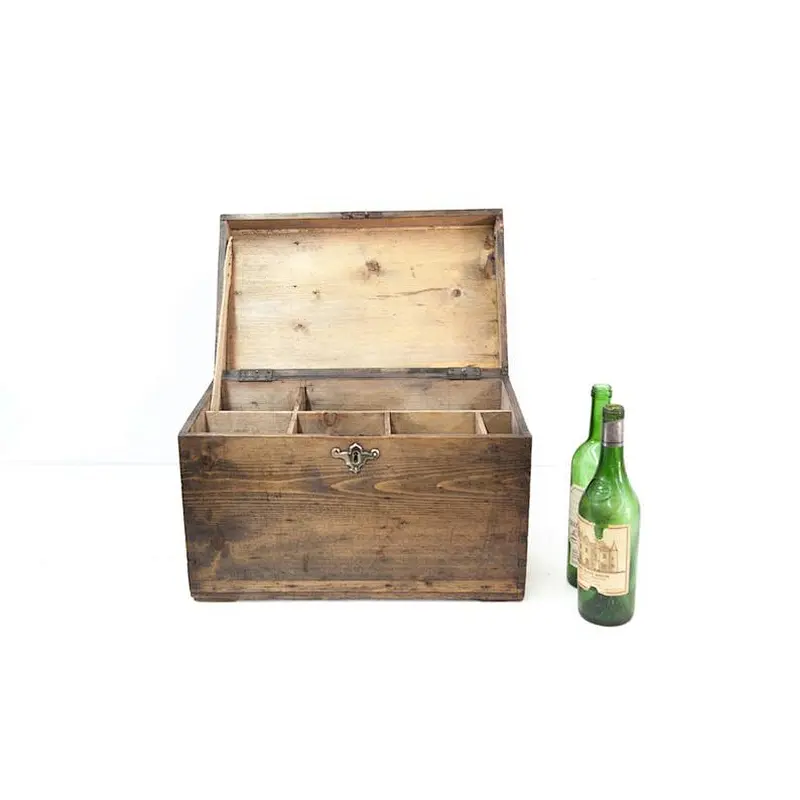 Rustic personalized customized wholesale handermader home decoration  unfinished English Pine Bottle wooden  box