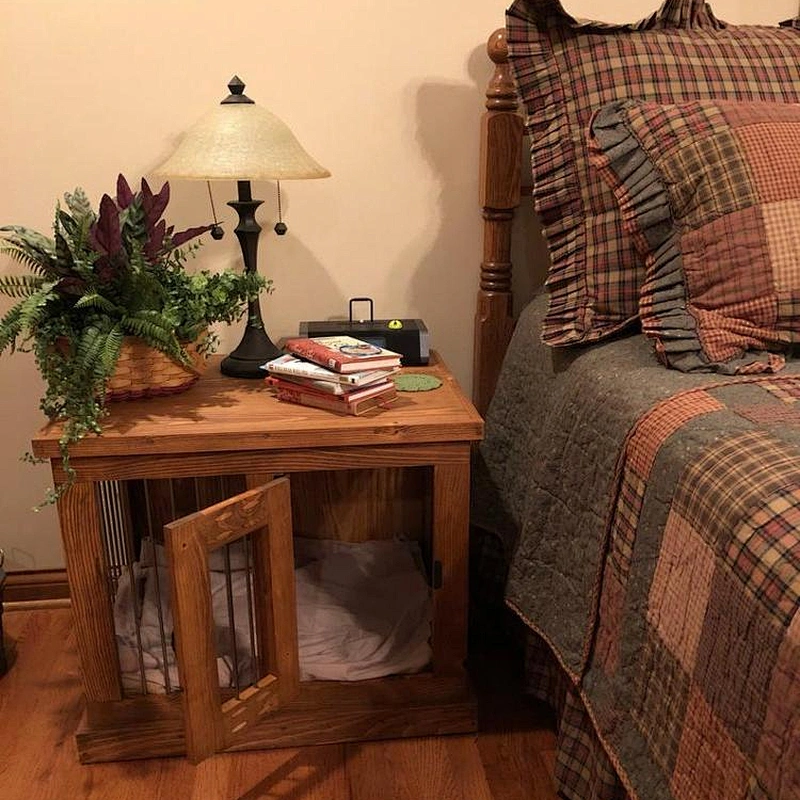 Pet house or bed/modern indoor dog house- Dog crate end table, Dog Kennel Furniture, Rustic TV stand