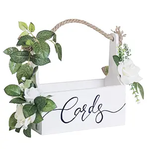 wooden flower box-moment Rustic Wooden Card Box Floral Basket Shape for Wedding Bridal Shower