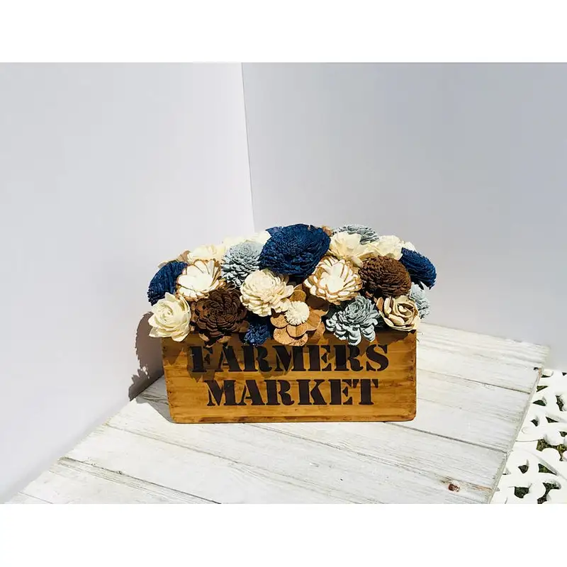 Farmhouse Wooden Sola Wood Box Storage  Vintage Herb Boxes For Home Decor