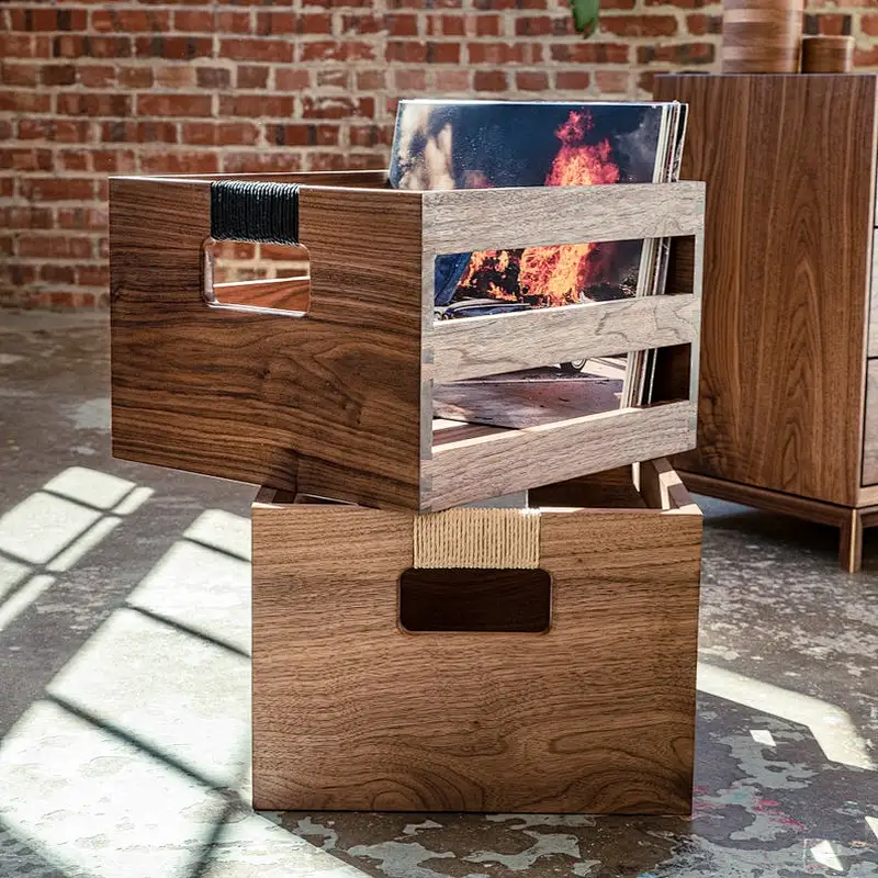 Wooden Open Lidless Crate Natural Untreated Plain Storage Craft Box