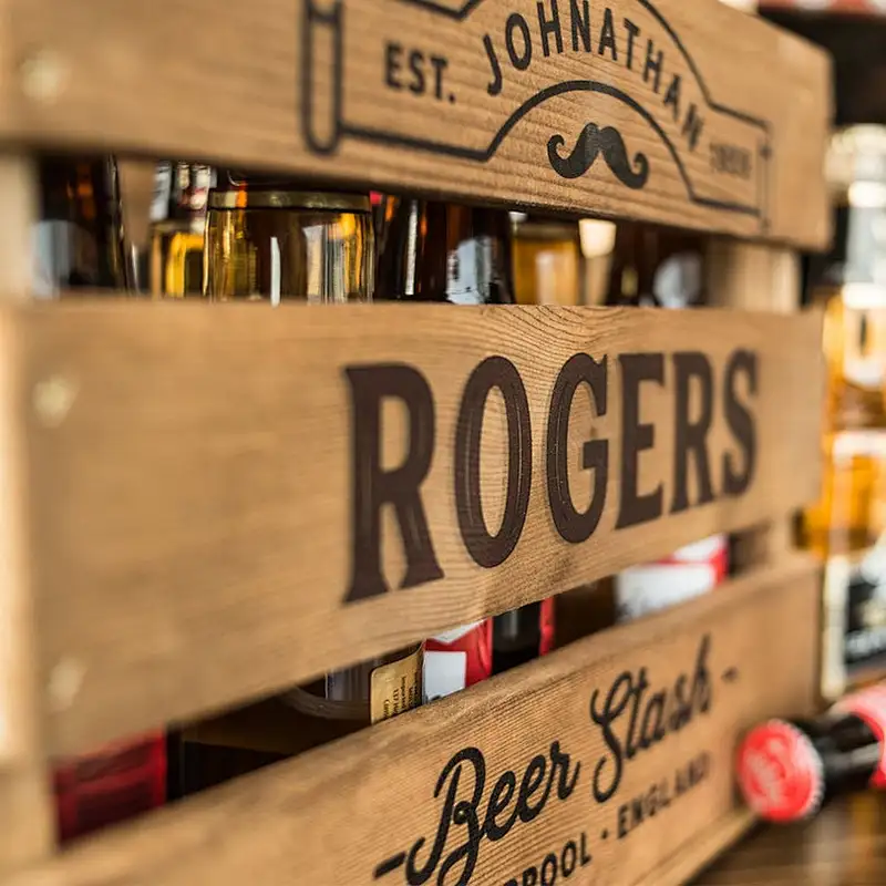 Personalised Rustic Wooden Beer Crate Wine Crate Box