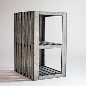 End Table/Nightstand Wood Crate Antique Gray Stained