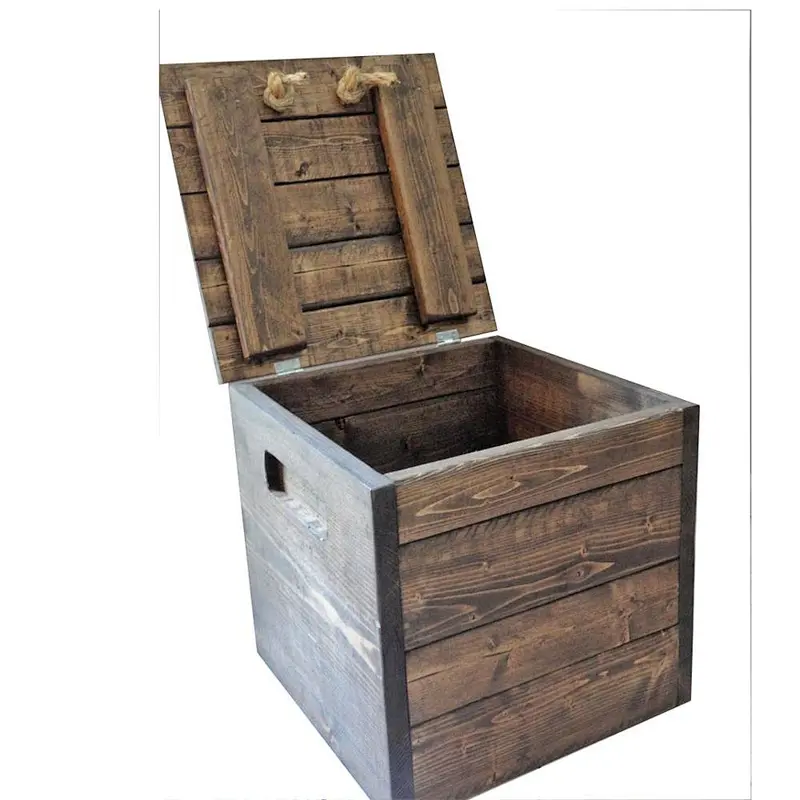 Rustic styleboutique square storage  wooden   box