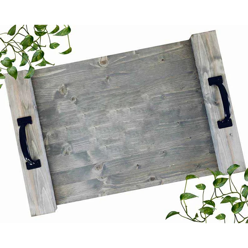 Wooden tray home decor Christmas Wooden Serving Trays Wooden Tray With Metal Handle Large Wooden Trays