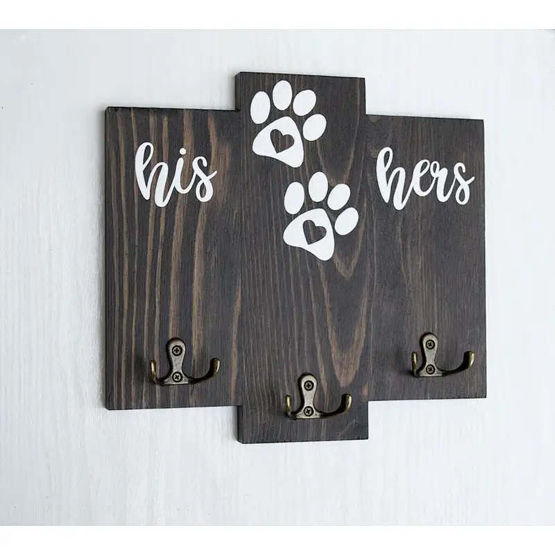 2020 popular key holder for wall dog  his hers dogkey and leash holder