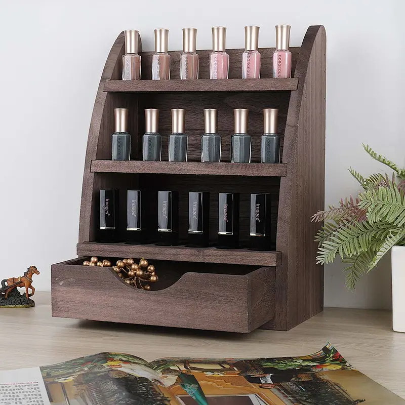 Essential Oils Storage Rack  45 Round Slots Wooden Nail Bottle Display Holder Organizer