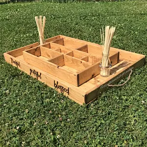 Party Bar, Large Dessert Station, Smores Tray, Rustic Wedding Decor Wooden organizer