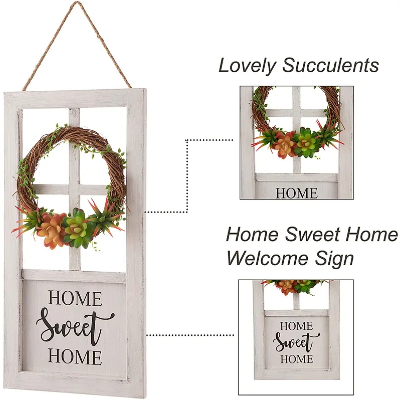 Home decoration walls billboards Wooden sign Home sign with wreath entryway or porch decor home sign