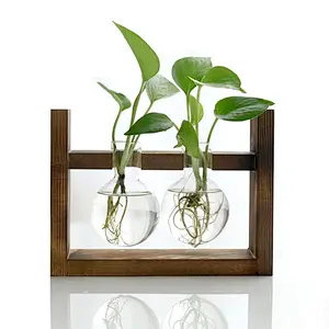 Retro Solid Wooden Stand for Hydroponics Plants Home Garden Wedding Decor