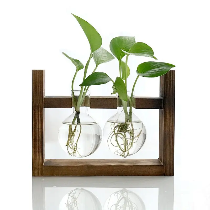 Retro Solid Wooden Stand for Hydroponics Plants Home Garden Wedding Decor