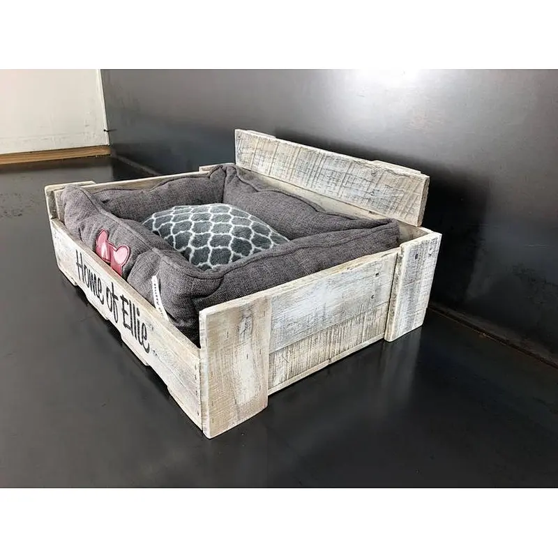 Pet house or bed/modern indoor dog house- Dog Kennel Furniture-Personalized Pallet Dog Bed in whitewash