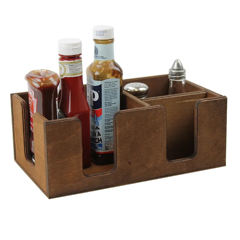 Wooden Bar Caddy Wood Holder Storage Box