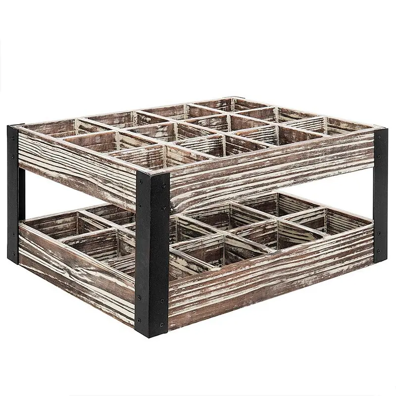 Rustic Metal & Wood Crate 12-Bottle Tabletop Wine Rack