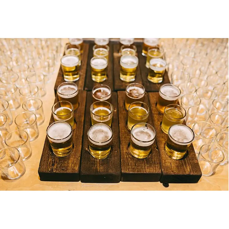 Rustic beer flight tasting tray  wooden  carrier