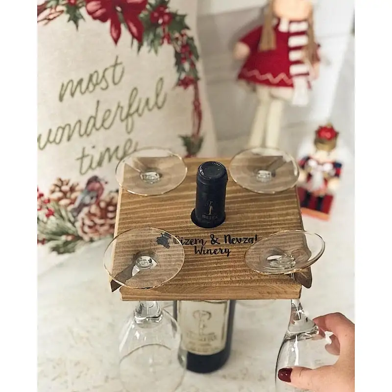 Personalized Wine Butler Custom Tasting Gift Wood Wine Tote   Lover Gift  Glass Holder