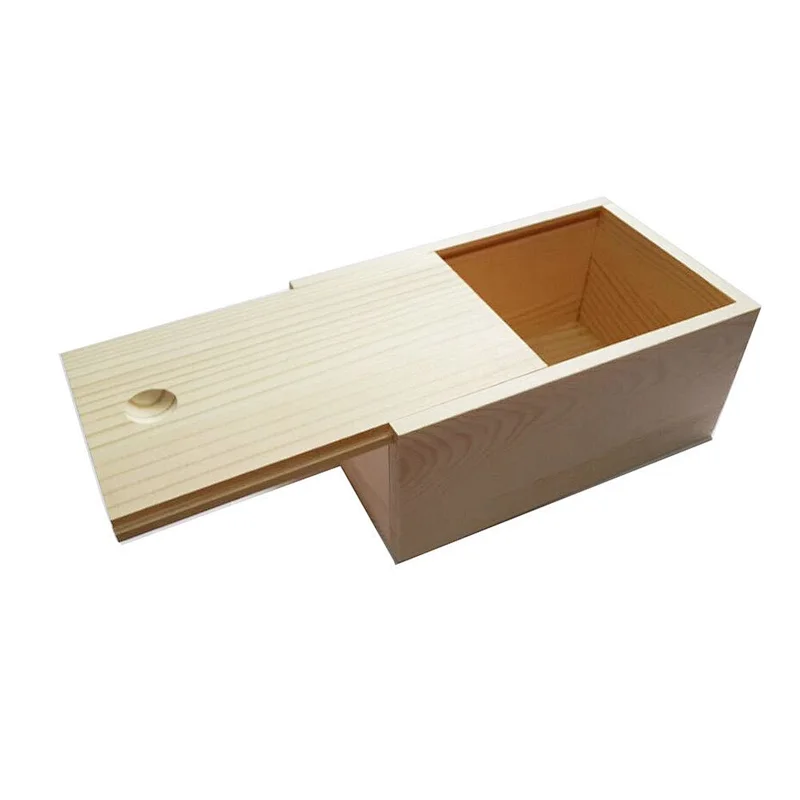 Wooden Unfinished Storage Box with Slide Top