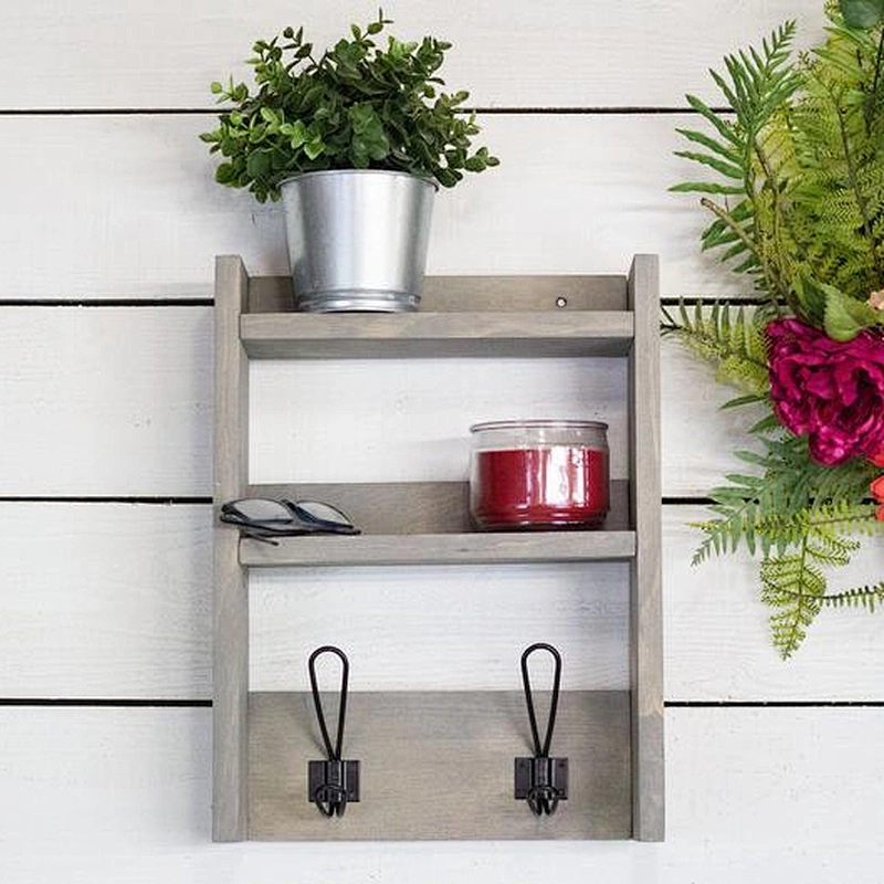 Wall Mounted Entryway Shelf with Coat Hooks wooden key holder wall mount shelf set wall shelf rustic