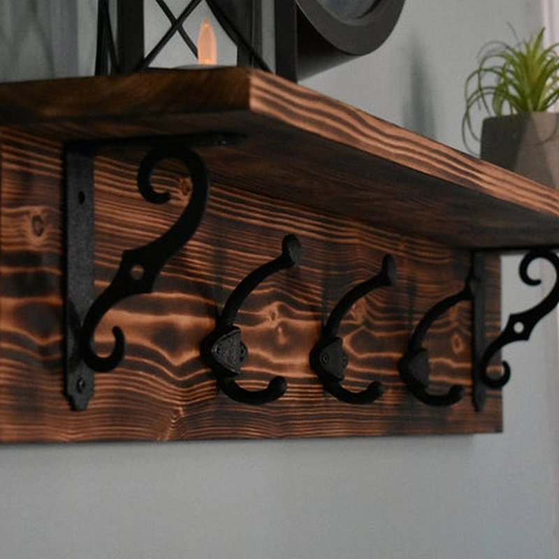 Wood Shelf With Hooks Coat Rack Entryway Organizer Wall Organizer  Farmhouse Wall Decor  Rustic Home Decor  Rustic Wall