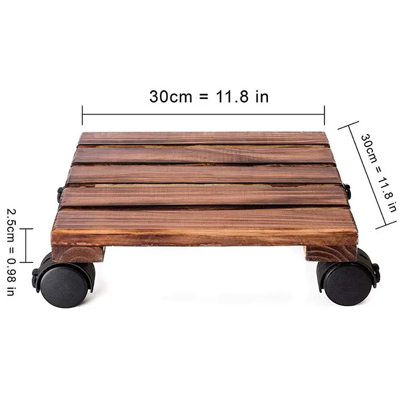 DECOLUXES Plant Caddy Wooden Stand Wheels Indoor Heavy Duty Square Lockable Patio Outdoor Roller Flower Pot
