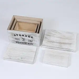 Set of 3 Storage Wood Boxes w/ Lids