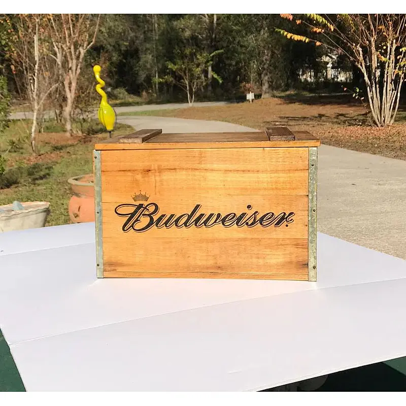 Antique Budweiser Beer Crate, Vintage Budweiser Wood Box with  slide lid