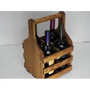 Handiwork wholesale unfinished cheaper  rustic personalized customized Water milk Wooden  Bottle Carrier  wine caddy (4 bottle)