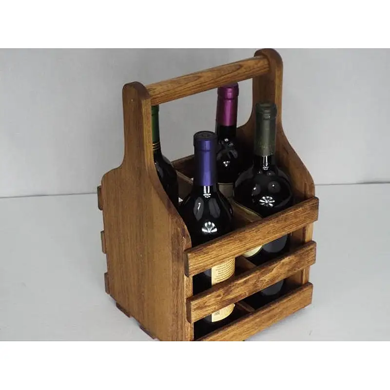 Handiwork wholesale unfinished cheaper  rustic personalized customized Water milk Wooden  Bottle Carrier  wine caddy (4 bottle)