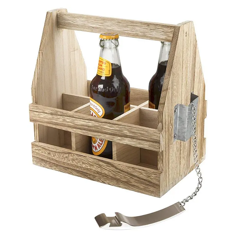 Custom Beer Bottle Caddy Medium Wood